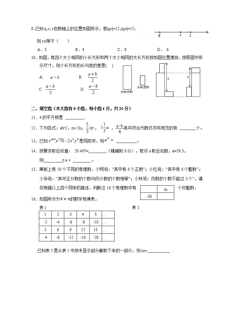 浙江省杭州市萧山区新桐初级中学等多校2021-2022学年七年级上学期期中调研数学【试卷+答案】第2页