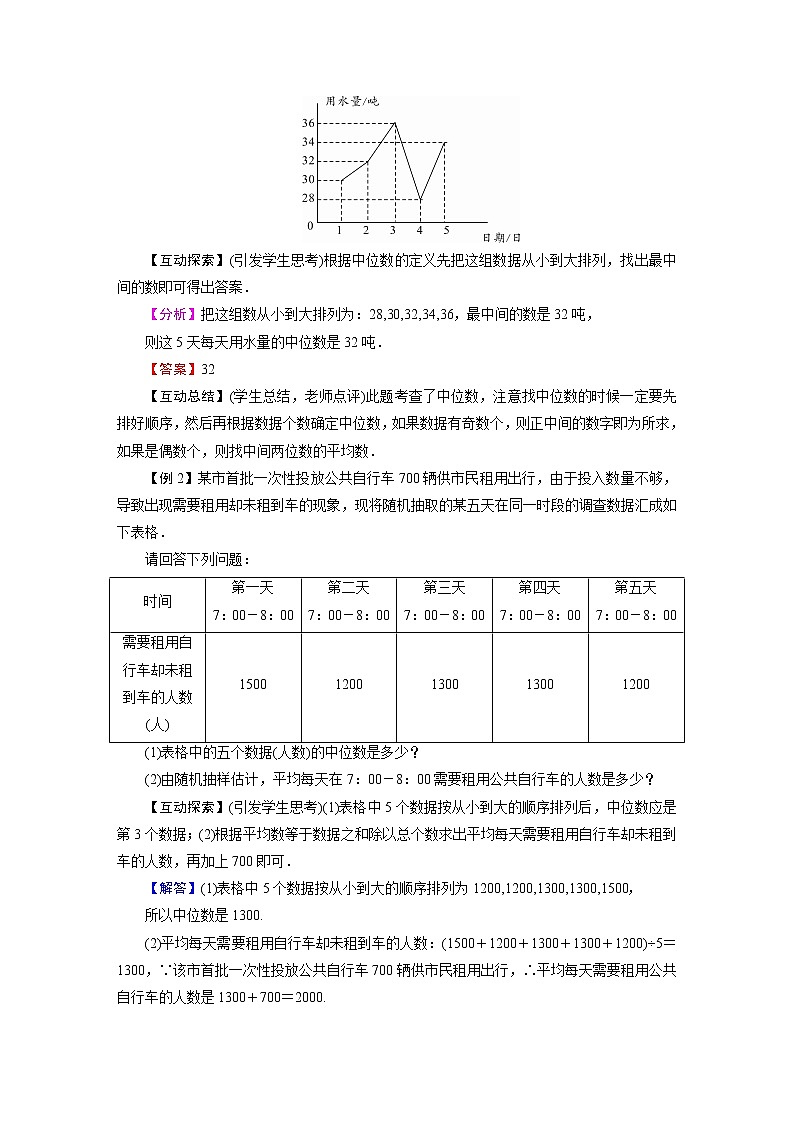 2021-2022学年人教版八年级数学下册教案 20.1.2  中位数和众数第2页