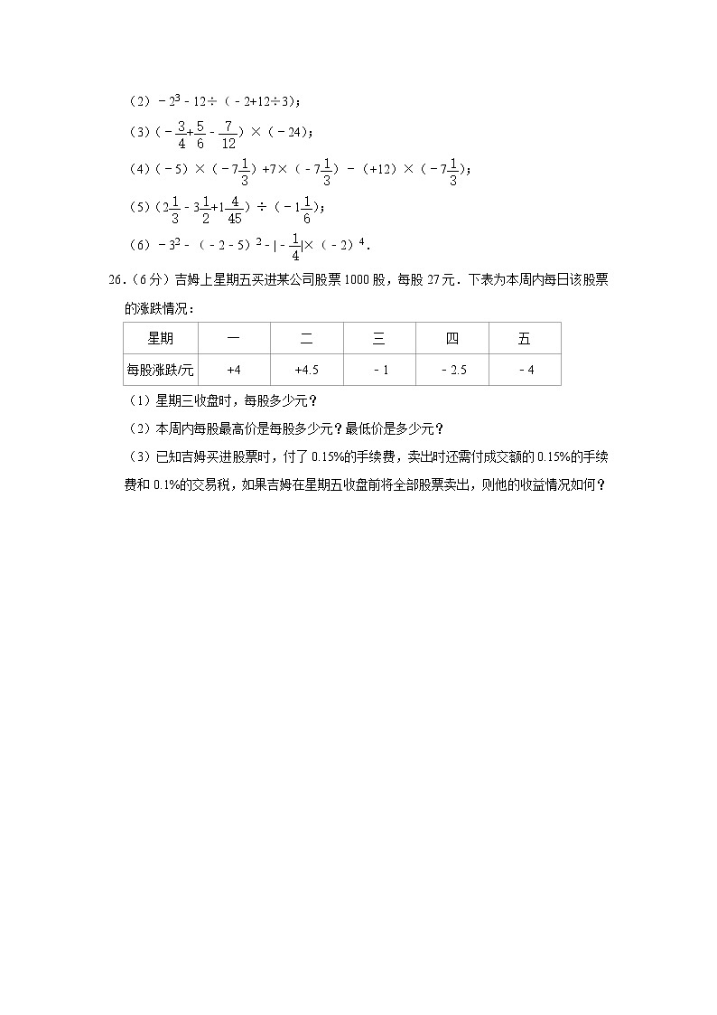 2017-2018学年河北省唐山市路南区友谊中学七年级（上）第一次月考数学试卷第3页