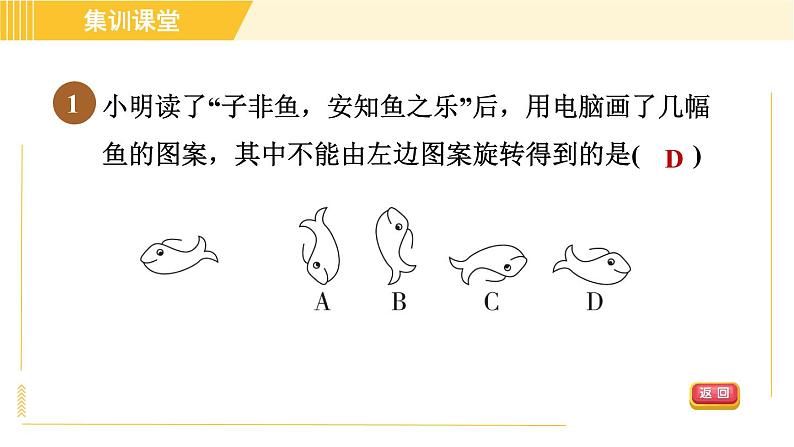 北师版八年级下册数学 第3章 集训课堂 测素质 图形的平移、旋转及其应用 习题课件第4页