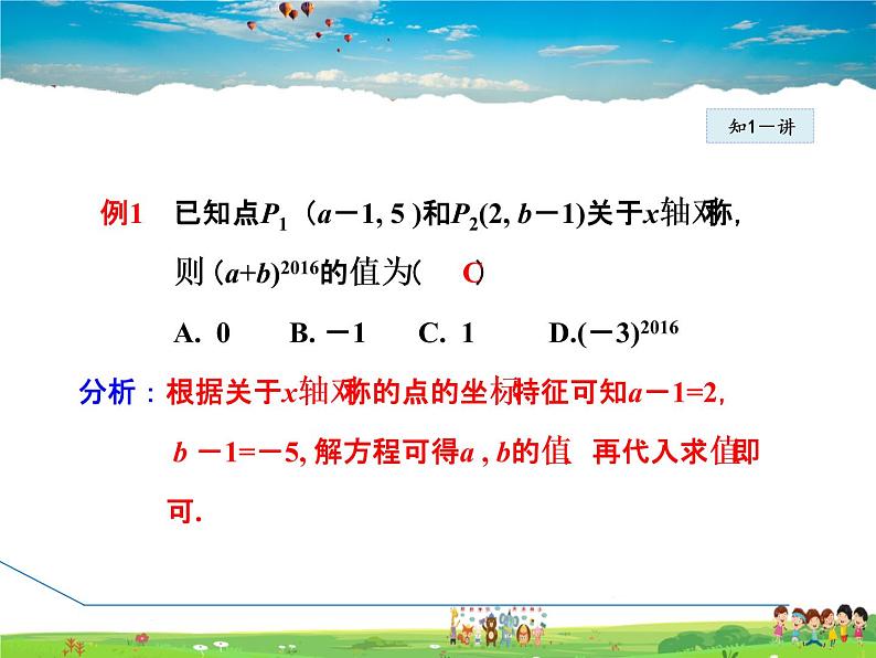 人教版数学八年级上册  13.2.2  坐标平面中的轴对称【课件】第7页