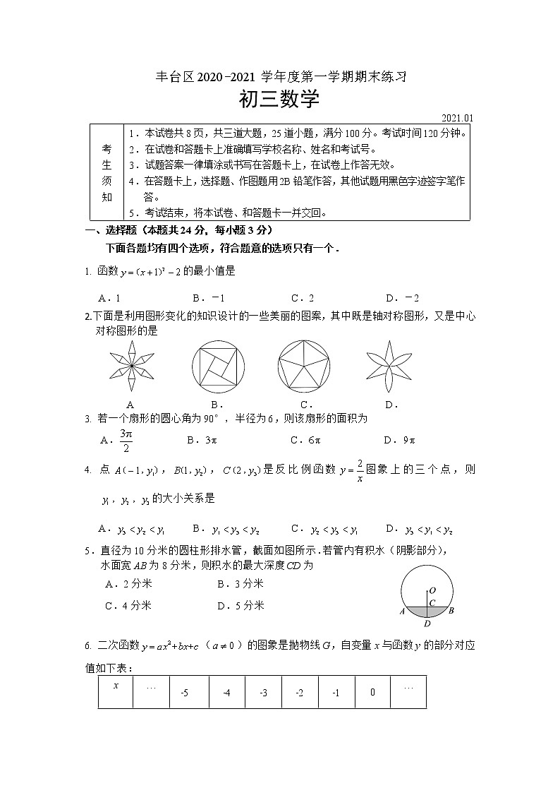 05-正文-丰台区2020-2021九上期末数学第1页