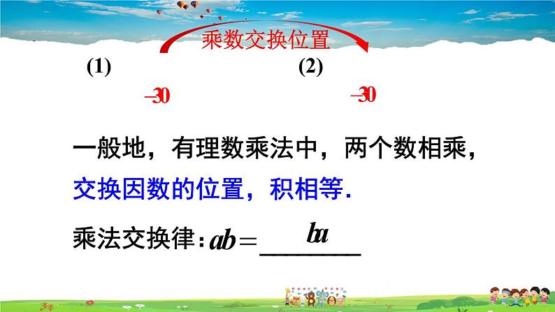 人教版数学七年级上册  1.4.1 有理数的乘法  第3课时 有理数的乘法运算律【课件】第5页