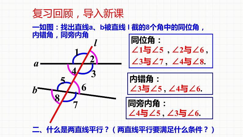 冀教版数学七年级下册 7.5.2 平行线的内错角、同旁内角性质【课件】06