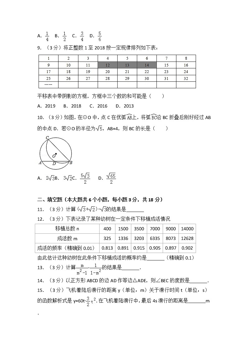 2018年湖北省武汉市中考数学试卷及答案解析第2页