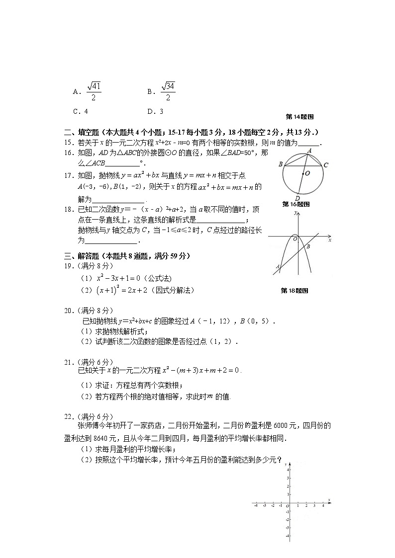 2021-2022学年九年级上学期学生素质中期评价数学试题03