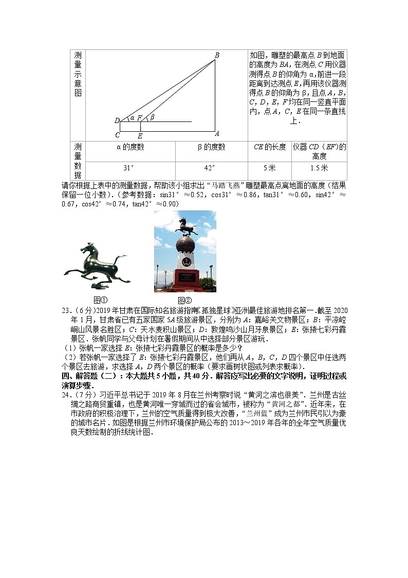 2021年甘肃省白银市中考数学真题 (含解析)03