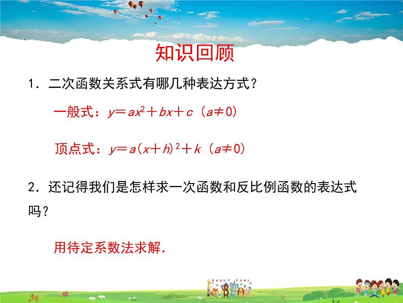 苏科版数学九年级下册  5.3用待定系数法确定二次函数函数表达式【课件】第2页