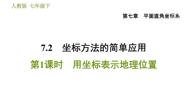 人教版七年级下册数学 第7章 7.2.1  用坐标表示地理位置 习题课件第1页