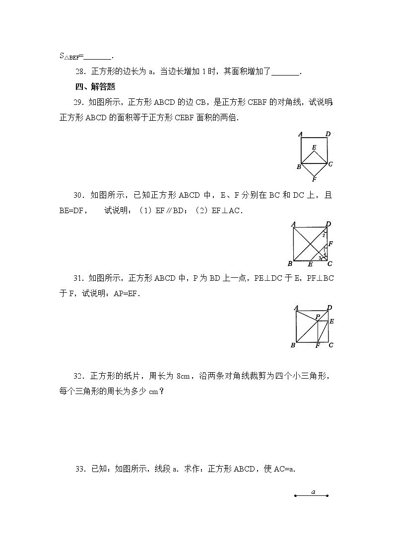 北师大九年级数学1.3正方形的性质与判定练习题2第3页