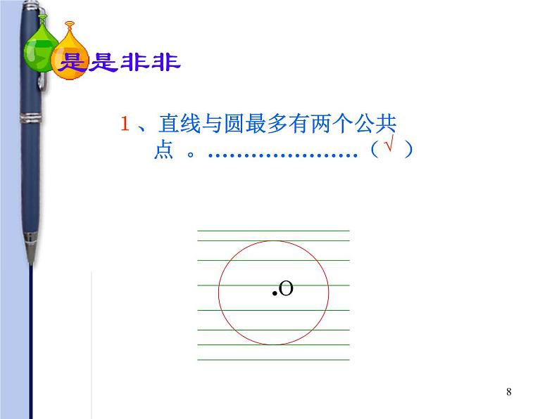 2020—2021学年人教版数学九年级下册 24.2.1直线和圆的位置关系课件PPT08