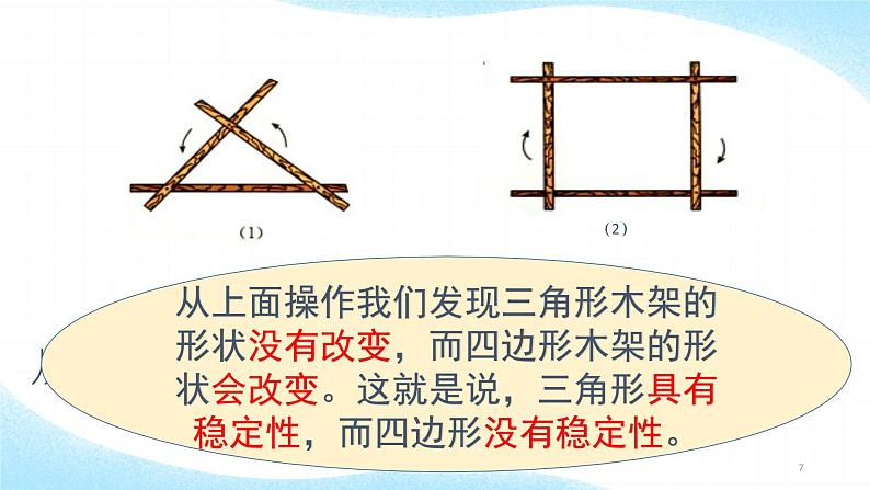 人教版八年级数学上册教学课件 11.1.3 三角形的稳定性第7页