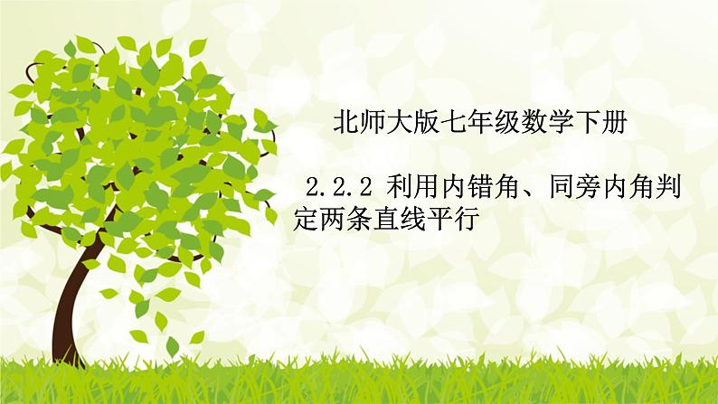 北师大版七年级数学下册 2.2.2  利用内错角、同旁内角判定两直线平行 课件+练习01