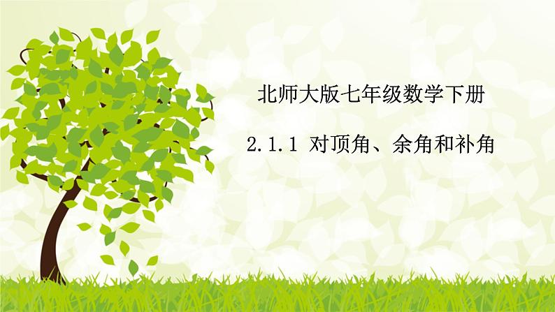 北师大版七年级数学下册 2.1.1 对顶角、余角和补角   课件+练习01