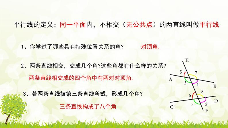 北师大版七年级数学下册 2.2.1  利用同位角判定两直线平行 课件+练习05