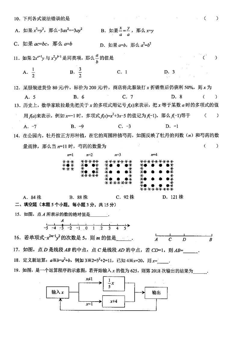 山东省临沂市兰山区2020-2021学年七年级上学期期末数学试题（二）（图片版，无答案）第2页