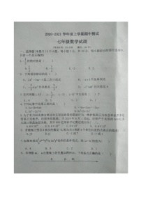 湖北省随州市大堰坡中学2020-2021学年第一学期七年级期中考试数学试卷（图片版，含答案）