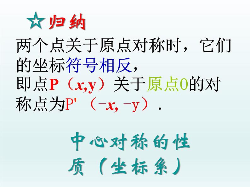 人教版九年级数学上册课件：23.2.3 关于原点对称的点的坐标 (共15张PPT)第5页