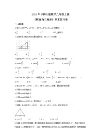 2021年华师大版数学九年级上册《解直角三角形》期末复习卷（含答案）