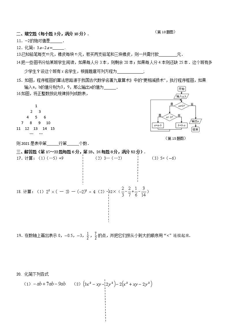浙江省台州市仙居县2021-2022学年七年级上学期期中联考数学试题（word版 含答案）02