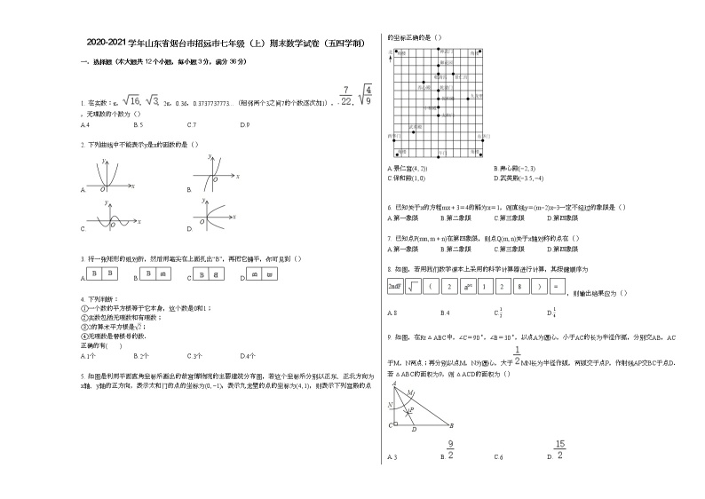 2020-2021学年山东省烟台市招远市七年级（上）期末数学试卷（五四学制）新人教版01