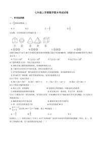 2021年广西壮族自治区百色市七年级上学期数学期末考试试卷解析版