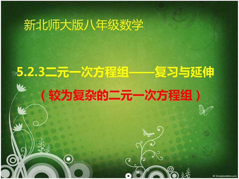 北师大版八年级数学上册 5.6 二元一次方程组   复习与延伸（课件）02