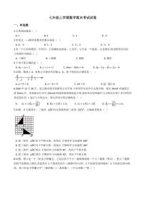 2021年江苏省连云港市七年级上学期数学期末考试试卷及答案