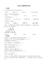 2021年上海市松江区七年级上学期数学期末试卷及答案