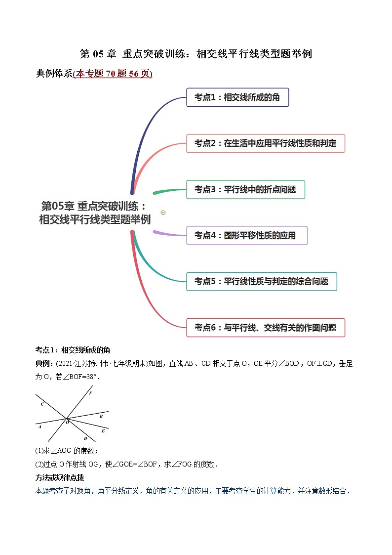 第05章 重点突破训练：相交线平行线类型题举例-2021年初中数学七年级下册同步讲练（学生版）第1页