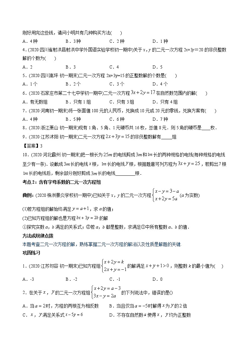 第08章 重点突破训练：二元一次方程组类型题举例-2021年初中数学七年级下册同步讲练（学生版）第2页