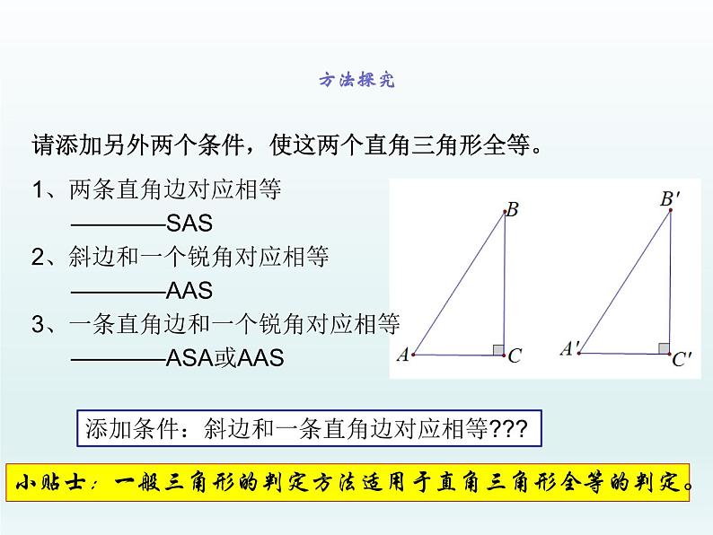 浙教版数学八年级上册 2.8 直角三角形全等的判定（课件）04