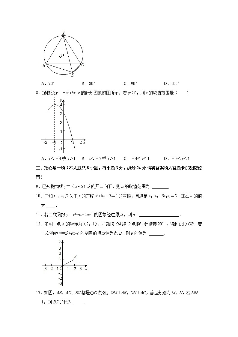 湖北省孝感市云梦县2021-2022学年九年级上学期期中数学试卷（word版 含答案）第2页