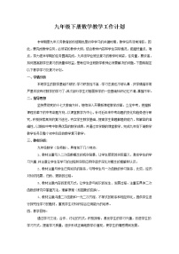 华师大版数学九年级下册教学计划及教学进度安排