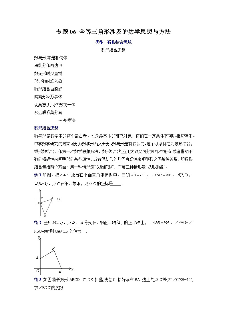 专题11. 全等三角形涉及的数学思想与方法-2021-2022学年八年级数学上册专题考点专练（人教版01