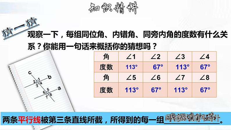 学年人教版数学七年级下册 第五章 第三节 平行线的性质 第1课时 课件06