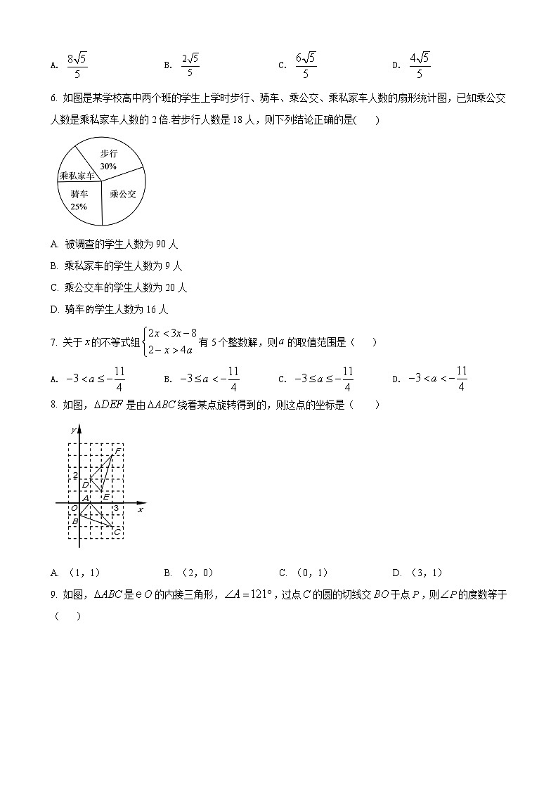 精品解析：2020年山东省潍坊市诸城市九年级一模数学试题02