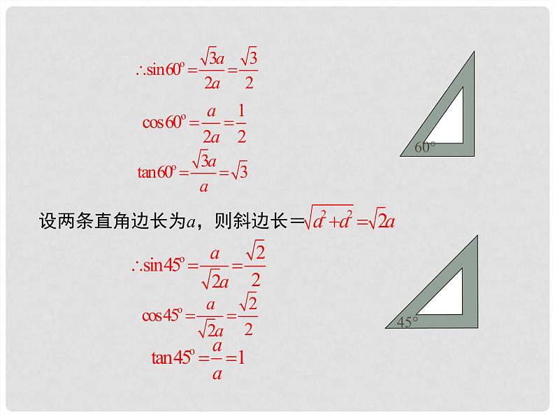 28.1 锐角三角函数——特殊角的三角涵数应用及用计算器求角的三角涵数值 课件 2020—2021学年人教版数学九年级下册第6页