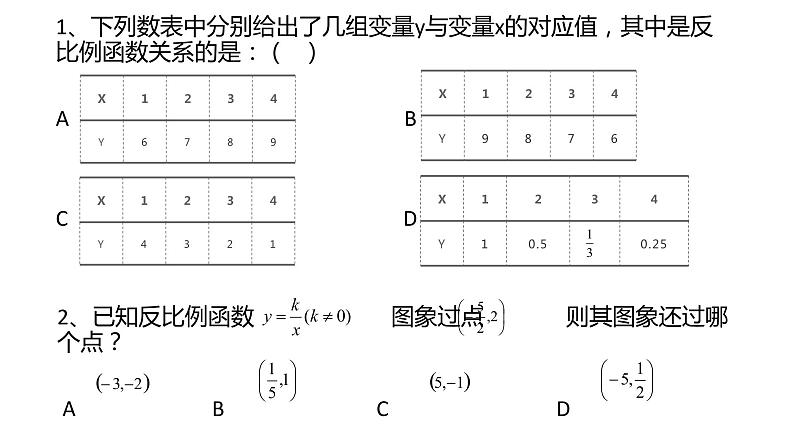 2020-2021学年人教版数学九年级下册  26.1.4  反比例函数中K的意义 教学课例课件第8页