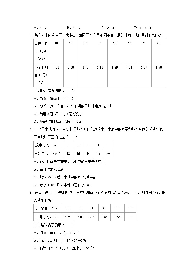 北师大版七年级数学下册 3.1  用表格表示的变量间关系课件 +练习03
