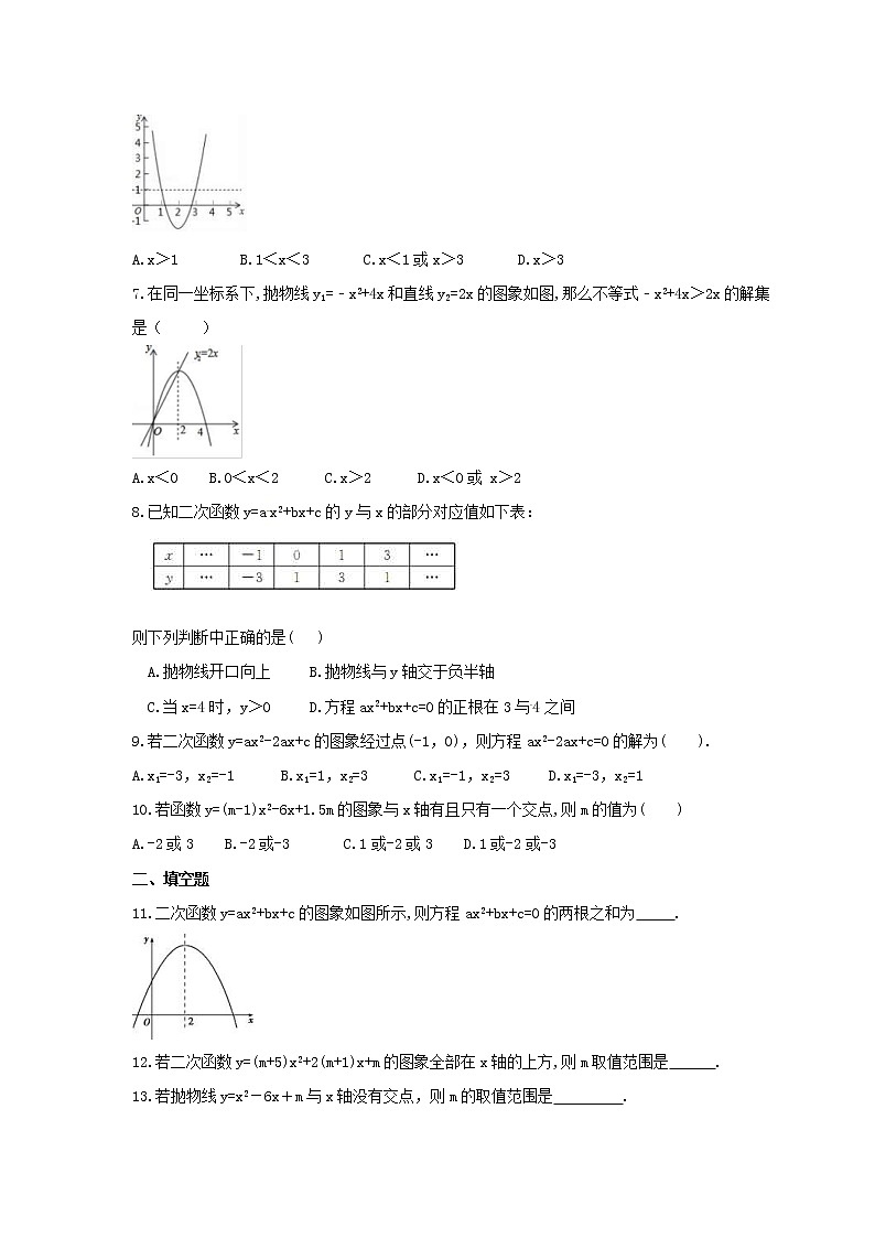 2021年沪科版数学九年级上册21.3《二次函数与一元二次方程》同步练习卷（含答案）02