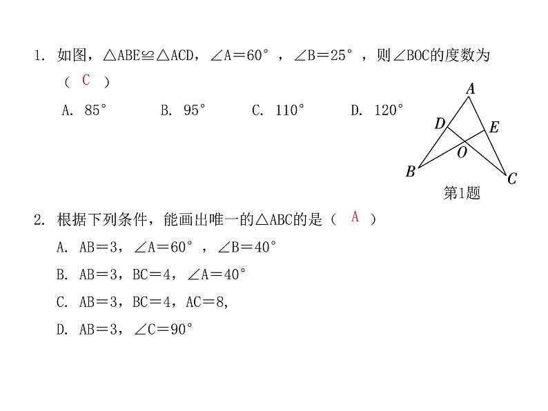 全等三角形  专题训练课件  2021---2022学年 人教版八年级数学上册02