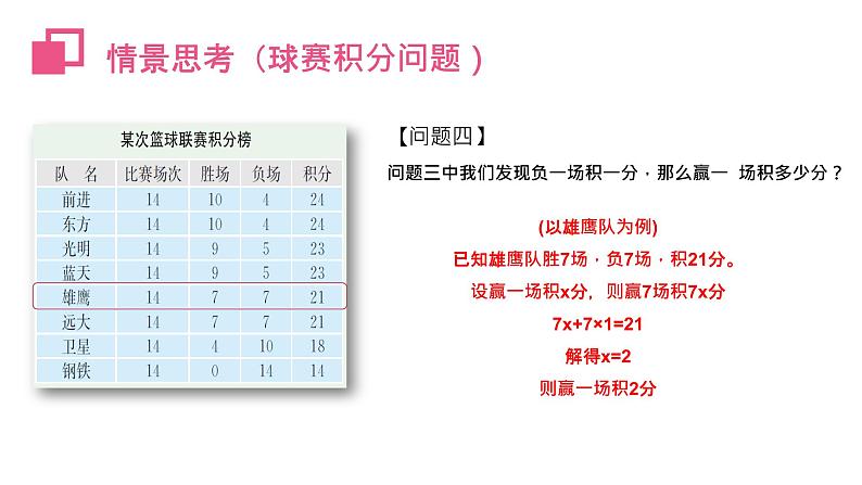 《实际问题与一元一次方程：球赛积分表》数学七年级初一上册PPT课件（第3.4.3课时）第8页