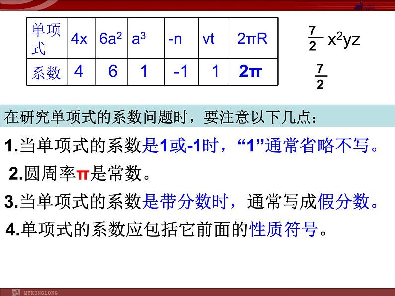 人教版数学七年级上册_2.1.2 整式--多项式 课件第4页