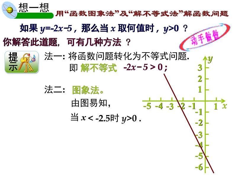 2021-2022学年度北师版八年级数学下册课件2.5  一元一次不等式与一次函数（1）2第5页