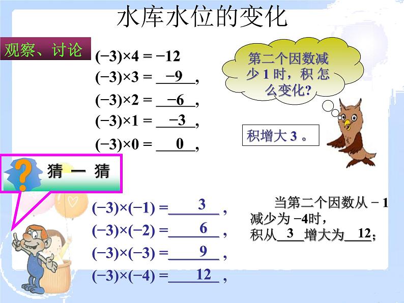 2021-2022学年度北师大版七年级数学上册课件 2.7 有理数的乘法（1） 2第3页