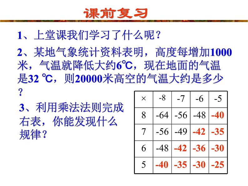 2021-2022学年度北师大版七年级数学上册课件 2.7 有理数的乘法2第2页