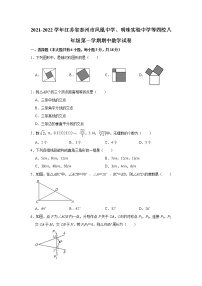 江苏省泰州市凤凰中学、明珠实验中学等四校2021-2022学年八年级上学期期中考试数学试卷（Word版含答案）