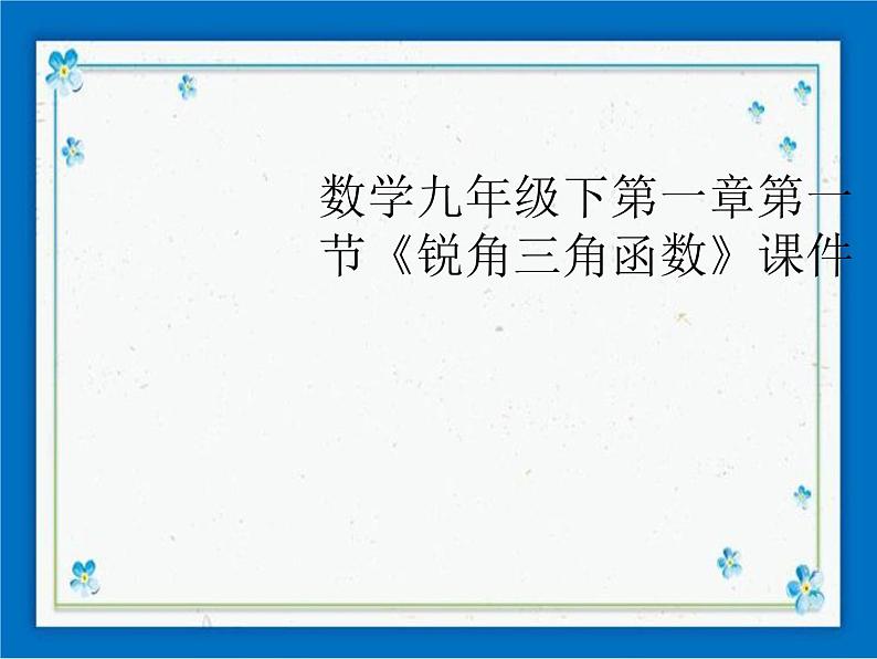 浙教版数学九年级下册  1.1 锐角三角函数 课件+教案01