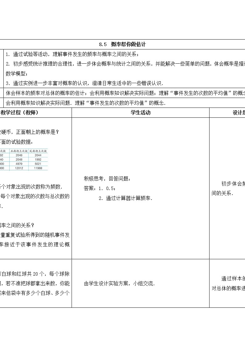 苏科版数学九年级下册 8.5概率帮你做估计第1页
